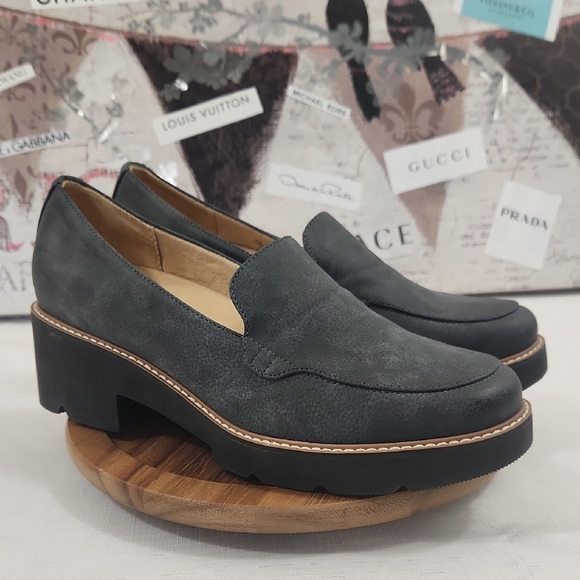 Naturalizer Shoes - Naturalizer Cabaret Blue Gray Faux Suede Log Sole Slip On Shoes. Size 10